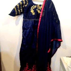 Navy Blue Embroidered Gown(Women)