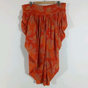 Orange Printed Patiala Pant (Women)