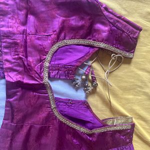 Silk Pink Double Color Saree With blouse