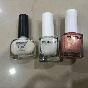 combo of 3 nail paint and 5 pearl hairclips