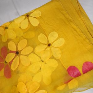 Yellow Hand Painted Saree