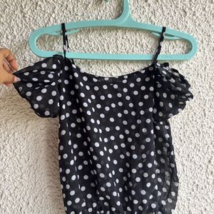 Cute Off The Shoulder Polka Dots MeshTor