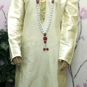 Shirwani cream Rhinestone free mala kardana