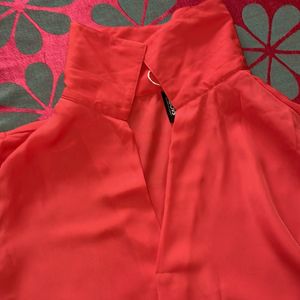 Coral Shirt Style Top