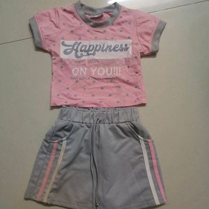 Beautiful Peach Top And Trouser Set For Baby Girl