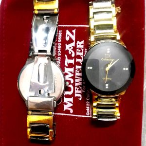 Men's watches golden and two tone pack of tw