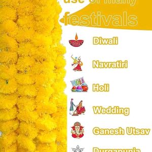 Plastic Flower Mala Pack Of 5 Yellow Colour