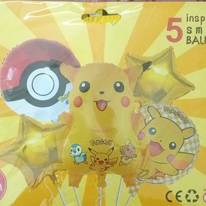 Yellow Pikachu Cartoon 5pcs Foil Balloon Set