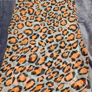 Animal Print Multi Purpose Orange Colour Stole/Sca