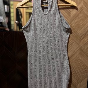 Grey Bodycon Halterneck Dress