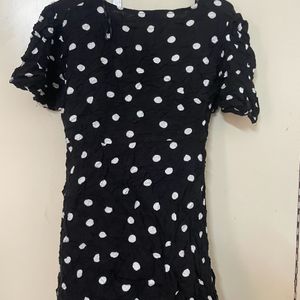 A Line Black Polka Dot Dress