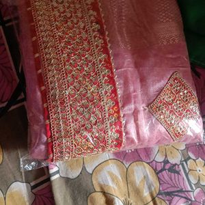 New Cotton Silk Saree With Attached Blouse Piece