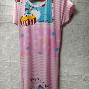 Cartoon Printed Night Wear For Medium To L Size