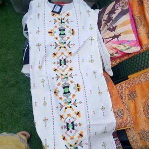 White Printed Design Kurta,!!!