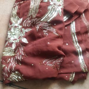 Beautiful Saree with sliver Design