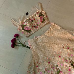 Peach Heavy Embroidery Lehanga