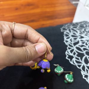 Combo Offer- Three Pairs Of Colorful Jhumkas