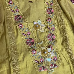 New Mustard Kurta Set With Dupatta