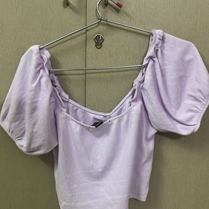 Puffed sleeves Lavender Crop Top