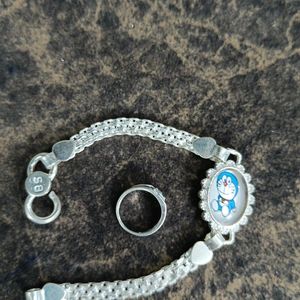 Kids Bracelet And Ring Pure Silver  Combo