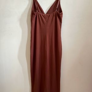 Party Wear Dress With Side Slit And V-neck