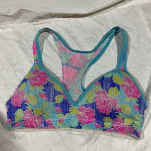 Floral Print Sports Bra Size M