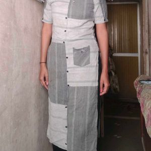 Grey Kurti With Pocket Design