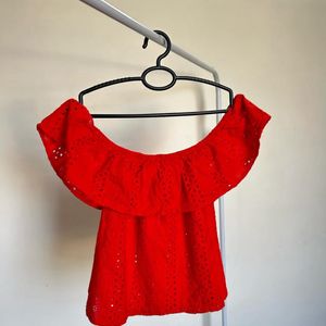 Off Shoulder Red Top