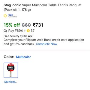 STAG Table Tennis Bat/Racquet (TT)