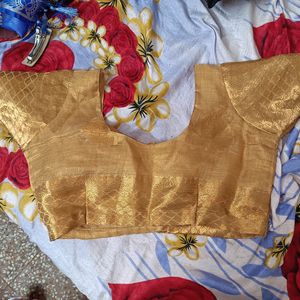 Gold tissue silk saree trending with stiched blous