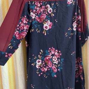 Black and Maroon Straight kurti