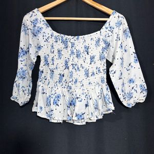 Flower Print White Top (Women’s)