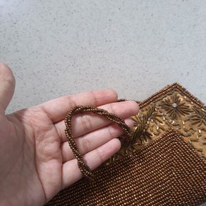 Beaded Brown Clutch