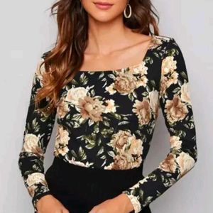 Floral Green Fitted Top