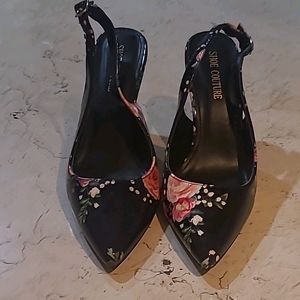 Floral Black High Heels