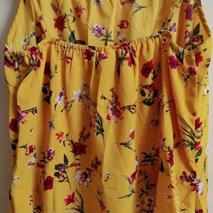 XL Floral Print Yellow Midi Dress