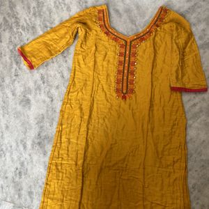 Mustard Cotton Kurta