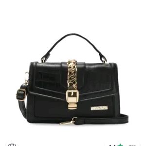 Luvoksi Black Textured Pu Structured Satcel Bag