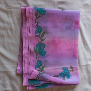 New Pink Printed Saree