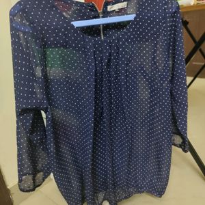 Navy Blue Polka Dots Top