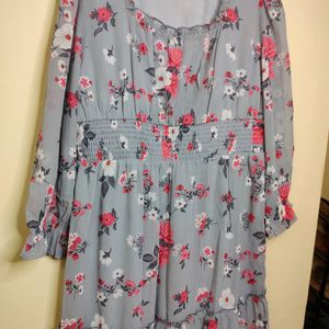 Grey Floral Dress