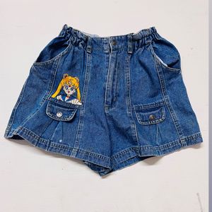 Vintage Skirt With Anime Embroidery