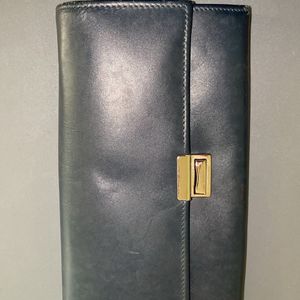 Leather Blue Clutch Wallet