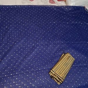 New Blue Saree With Blouse Piece