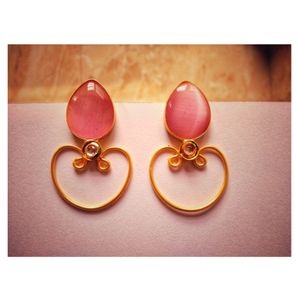 Pink Brass Earrings