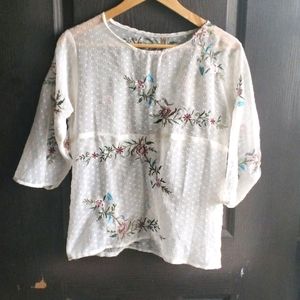 Embroidered See Through Top