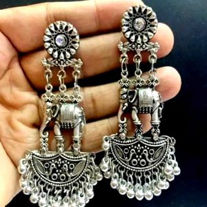 Oxidized Elephant Design Jhumkas...