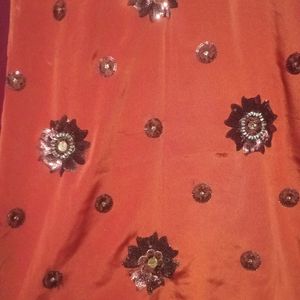 Dark orange Kurti with embroidery work