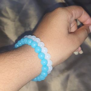 Plastic White And Blue Bracelet