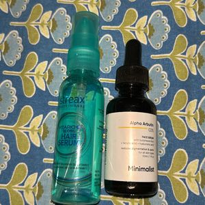 minimalist alpha arbutin serum +streax hairserum